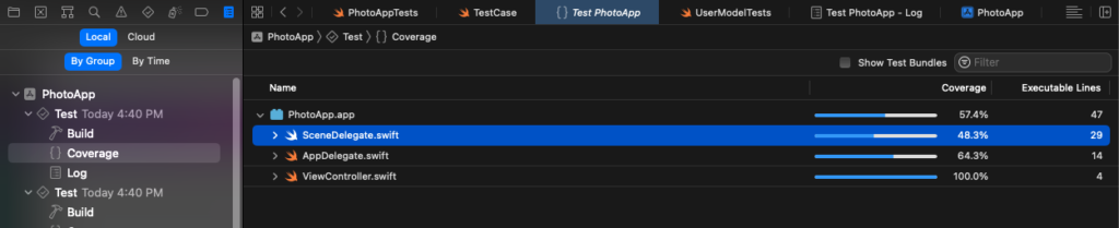 TDD 설명 xcode Code Coverage2